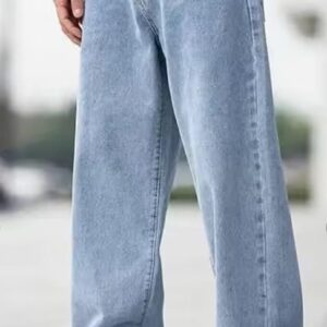 men grey plain mid rise baggy jeans. (copy)