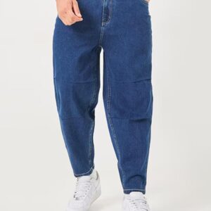 men plain mid rise barrel jeans