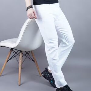 men plain mid rise full length jeans